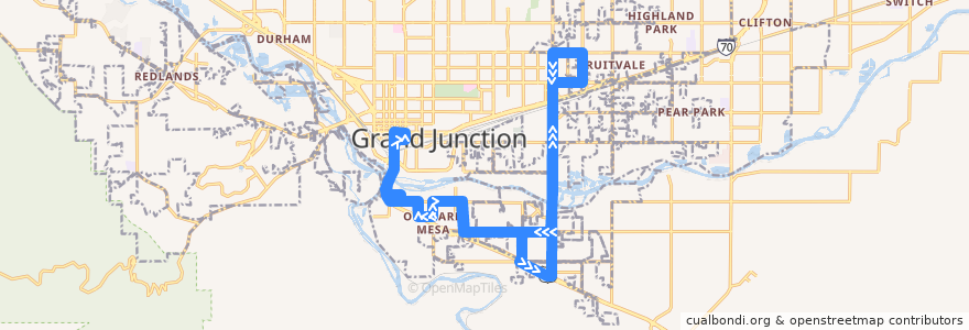 Mapa del recorrido Route 6 - Orchard Mesa de la línea  en Mesa County.