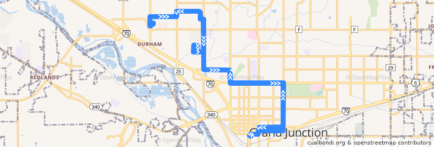 Mapa del recorrido Route 7 - College Connector de la línea  en Grand Junction.