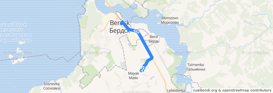 Mapa del recorrido Автобус 21: с/о «Вега 1,2» – площадь Горького de la línea  en Oblast Nowosibirsk.
