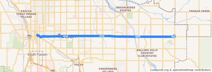 Mapa del recorrido Sun Tran Route 8 Broadway (westbound from Houghton at Broadway) de la línea  en Tucson.