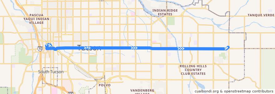 Mapa del recorrido Sun Tran Route 8 Broadway (eastbound to Houghton at Broadway) de la línea  en Tucson.