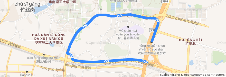 Mapa del recorrido 405路(乐天创意园总站环线) de la línea  en 五山街道.