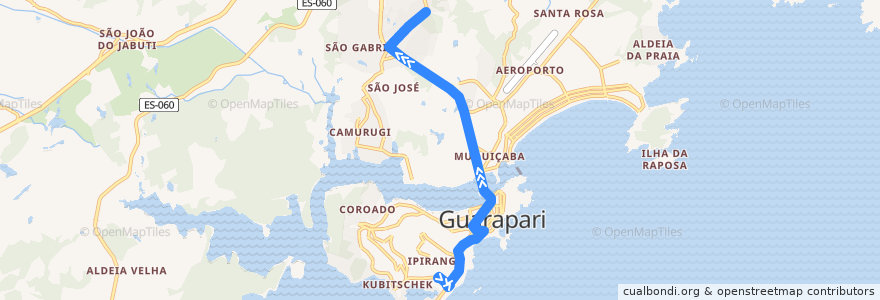 Mapa del recorrido 019 Praça Vitória x São Gabriel de la línea  en Guarapari.