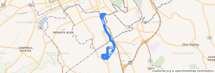 Mapa del recorrido rabbittransit 32 York Hospital/Apple Hill de la línea  en Pennsylvanie.