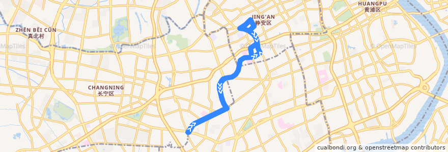 Mapa del recorrido 113路 de la línea  en Shanghai.