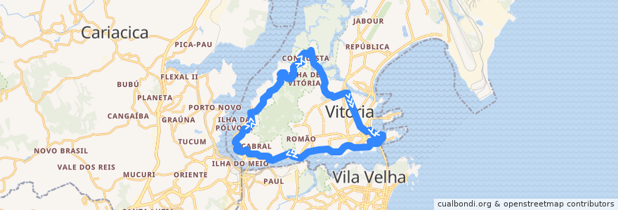 Mapa del recorrido 100B Curva da Jurema via Beira Mar (Circular) de la línea  en 비토리아.