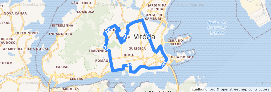 Mapa del recorrido 073N Tabuazeiro / Shopping Vitória via Reta da Penha de la línea  en ヴィトーリア.