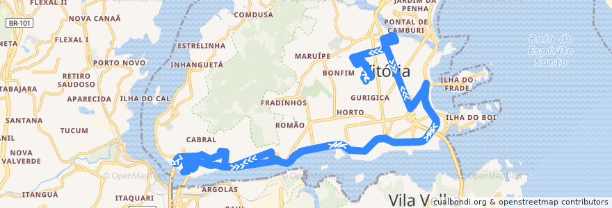 Mapa del recorrido 0031 São Benedito / Ilha do Principe via Reta da Penha de la línea  en ヴィトーリア.