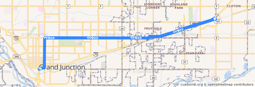 Mapa del recorrido Route 9 - North Avenue de la línea  en Grand Junction.