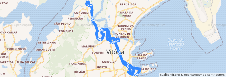Mapa del recorrido 0044 Curva da Jurema / Resistência via Andorinhas de la línea  en Vitória.