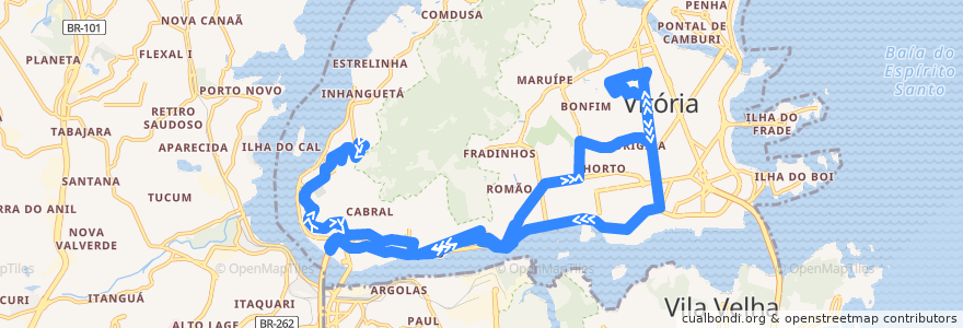 Mapa del recorrido 0051 Santo Antônio / Consulação / Itararé de la línea  en Região Metropolitana da Grande Vitória.