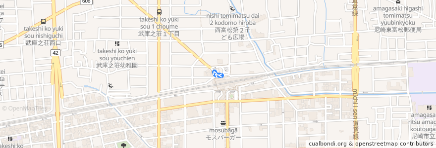 Mapa del recorrido 48：阪急武庫之荘（北）～JR尼崎（南） de la línea  en Amagasaki.