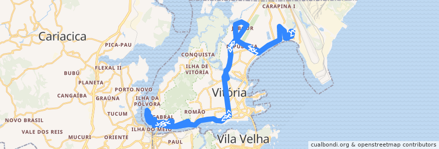 Mapa del recorrido 0241 Mario Cypreste / Jardim Camburi via Leitão da Silva de la línea  en 비토리아.