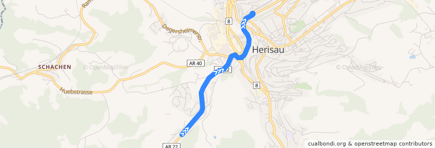 Mapa del recorrido Bus 171: Herisau, Ifang => Bahnhof de la línea  en Herisau.