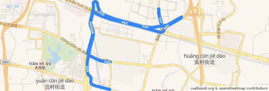 Mapa del recorrido 408路(广氮花园总站环线) de la línea  en Tianhe.