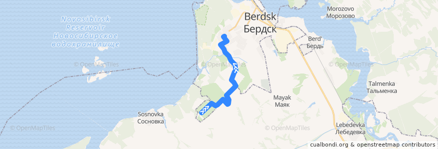 Mapa del recorrido Автобус 26: с/о «Росинка» – ДК «Родина» de la línea  en Oblast Nowosibirsk.