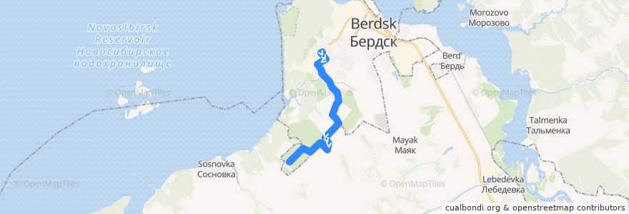 Mapa del recorrido Автобус 26: ДК «Родина» – с/о «Росинка» de la línea  en Oblast de Novosibirsk.