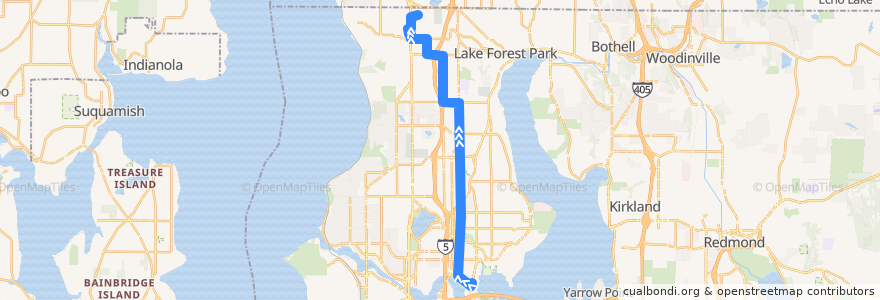 Mapa del recorrido Metro Route 373: Aurora Village Transit Center de la línea  en King County.