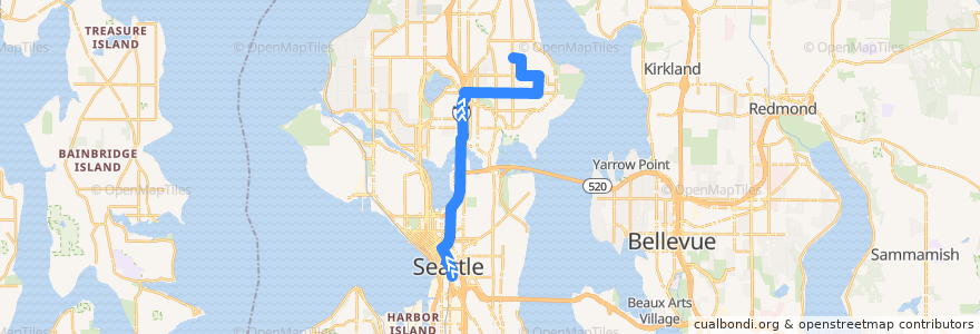Mapa del recorrido Route 76: Wedgwood Via I-5/NE 65 St de la línea  en Seattle.