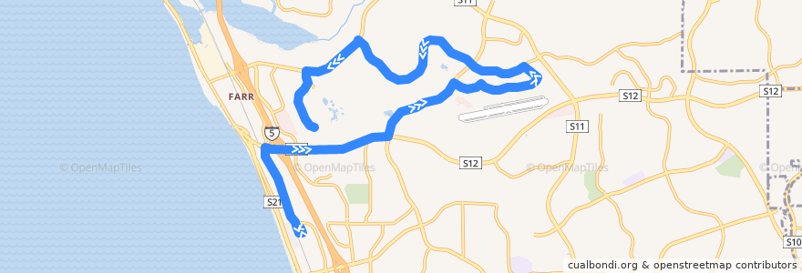 Mapa del recorrido NCTD 444 (northbound) de la línea  en Carlsbad.