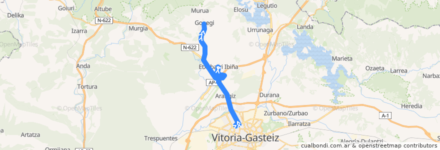 Mapa del recorrido A1 Vitoria-Gasteiz → Zigoitia de la línea  en アラバ.