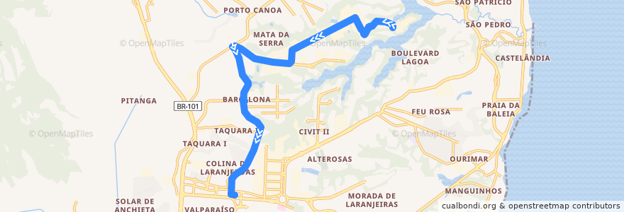 Mapa del recorrido 804 Centro Industrial / T. Laranjeiras de la línea  en Серра.