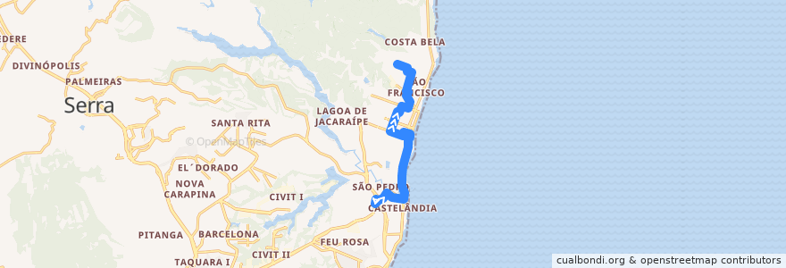 Mapa del recorrido 810 São Francisco / T. Jacaraípe via Av. São Lucas de la línea  en Serra.