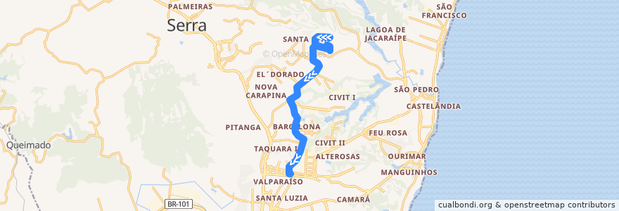 Mapa del recorrido 813 Serra Dourada I / T. Laranjeiras de la línea  en 塞拉.