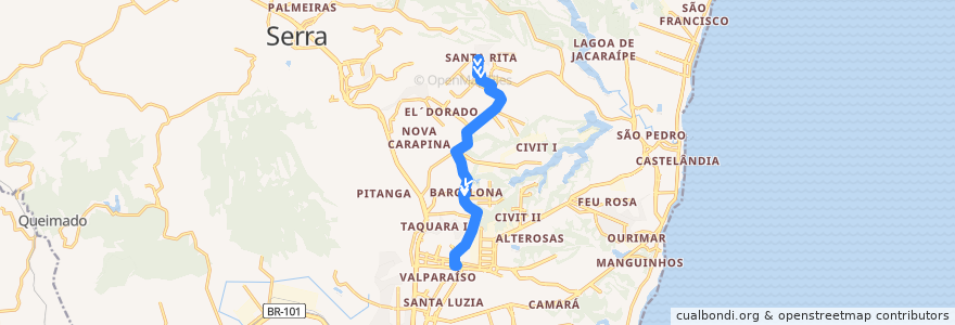 Mapa del recorrido 812 Serra Dourada II / Terminal Laranjeiras de la línea  en Serra.