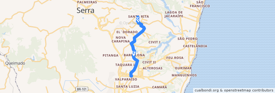 Mapa del recorrido 812 Serra Dourada II / Terminal Laranjeiras de la línea  en Серра.