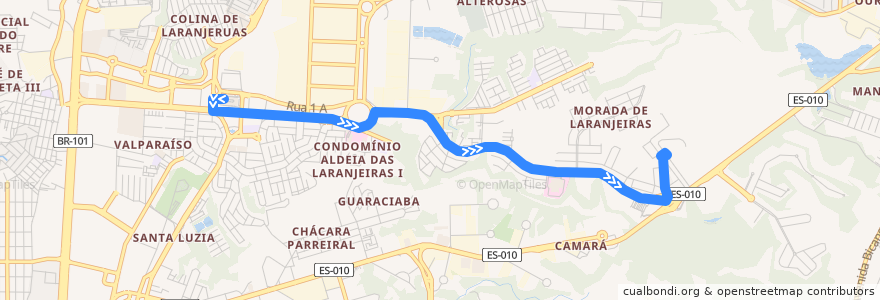 Mapa del recorrido 815 IFES / T. Laranjeiras de la línea  en Serra.