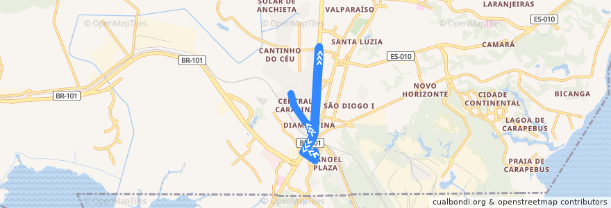 Mapa del recorrido 819 T. Carapina / Central Carapina - Circular de la línea  en Serra.