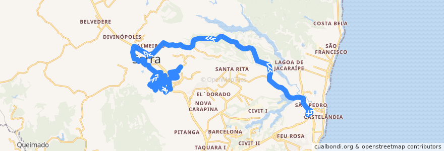 Mapa del recorrido 880 Planalto Serrano / Terminal Jacaraípe via Vista da Serra/Serra Sede de la línea  en セラ.