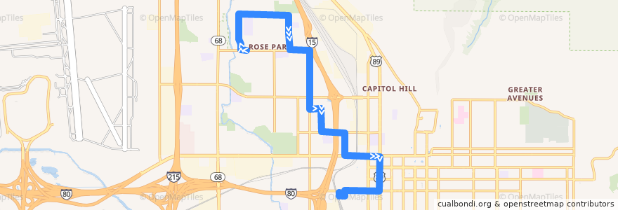 Mapa del recorrido UTA Route 519 Fairpark (to Salt Lake Central Station) de la línea  en Salt Lake City.