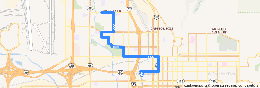 Mapa del recorrido UTA Route 519 Fairpark (to Rose Park) de la línea  en Salt Lake City.