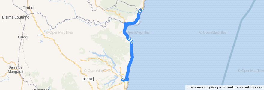 Mapa del recorrido 854 Praia Grande / T. Jacaraipe via Nova Almeida de la línea  en Espírito Santo.