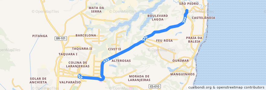 Mapa del recorrido 875 T.Jacaraipe/T.Laranjeiras via Av. Talma Rodrigues Ribeiro de la línea  en セラ.