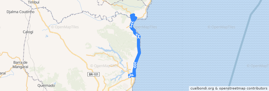 Mapa del recorrido 886 T.Jacaraipe / Bairro Direção via São Pedro de la línea  en Espírito Santo.