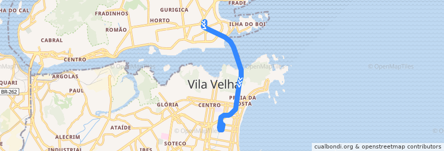 Mapa del recorrido 400 Praia Stª Helena / Vila Velha via 3ª Ponte de la línea  en Região Metropolitana da Grande Vitória.