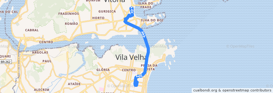 Mapa del recorrido 400C Praia Stª Helena / Vila Velha via 3ª Ponte de la línea  en Região Metropolitana da Grande Vitória.