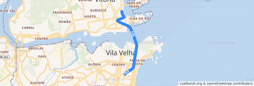 Mapa del recorrido 400C Vila Velha / Praia Stª Helena via 3ª Ponte de la línea  en Região Metropolitana da Grande Vitória.