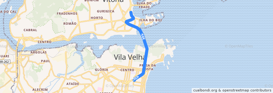 Mapa del recorrido 400C Vila Velha / Praia Stª Helena via 3ª Ponte de la línea  en Microrregião Vitória.