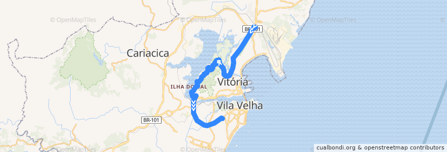 Mapa del recorrido 518 T.Carapina / T.Ibes via Serafim Derenzi de la línea  en Região Metropolitana da Grande Vitória.