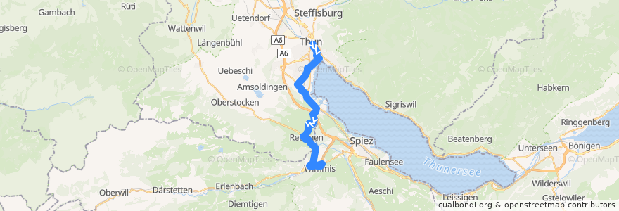 Mapa del recorrido STI Linie55 de la línea  en Région administrative de l'Oberland.