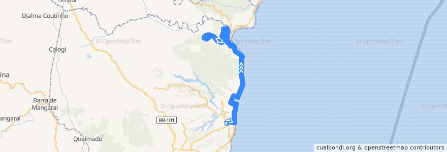 Mapa del recorrido 873 Parque Residencial Nova Almeida / T.Jacaraipe via Parque das Gaivotas de la línea  en 塞拉.