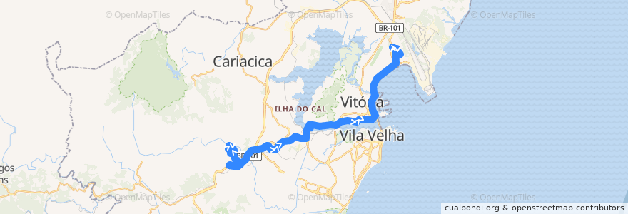 Mapa del recorrido 1900 Marcilio de Noronha / Jardim Camburi via Expedito Garcia de la línea  en Microrregião Vitória.