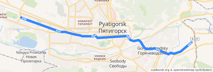 Mapa del recorrido улица Георгиевская - Скачки de la línea  en городской округ Пятигорск.