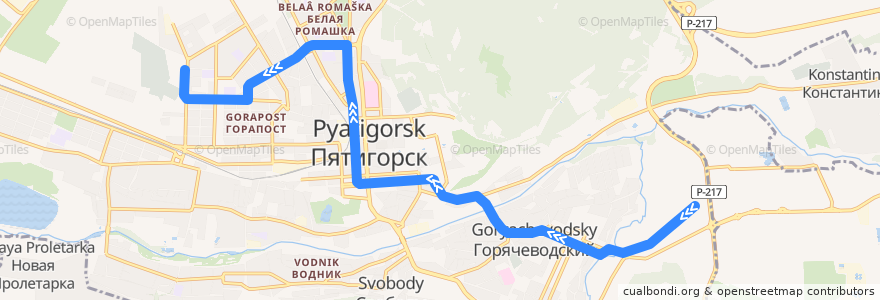 Mapa del recorrido улица Георгиевская - Бештау de la línea  en Stadtkreis Pjatigorsk.