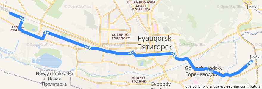 Mapa del recorrido улица Георгиевская - Пятый переулок de la línea  en городской округ Пятигорск.