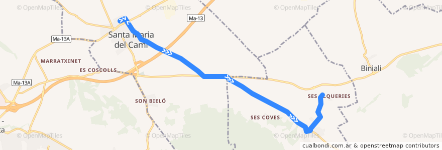 Mapa del recorrido Bus 311: Santa Maria → Santa Eugènia de la línea  en Illes Balears.